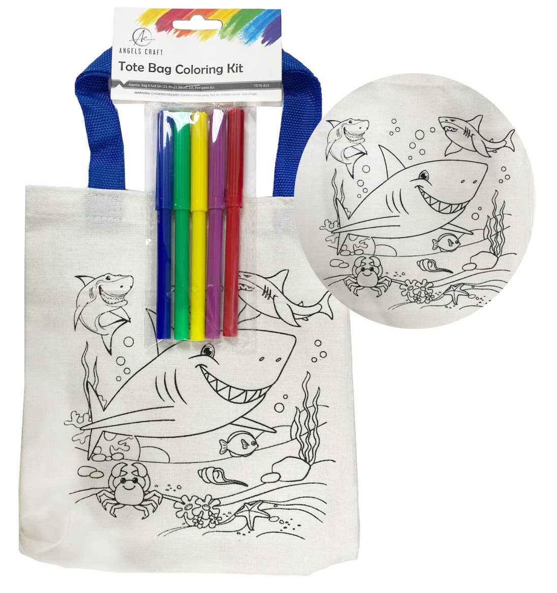 DIY Color Your Own Tote Bag Craft Kit for Kids: Dinosaur