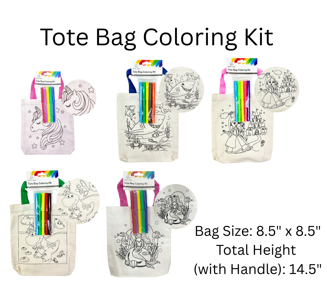 DIY Color Your Own Tote Bag Craft Kit for Kids: Dinosaur