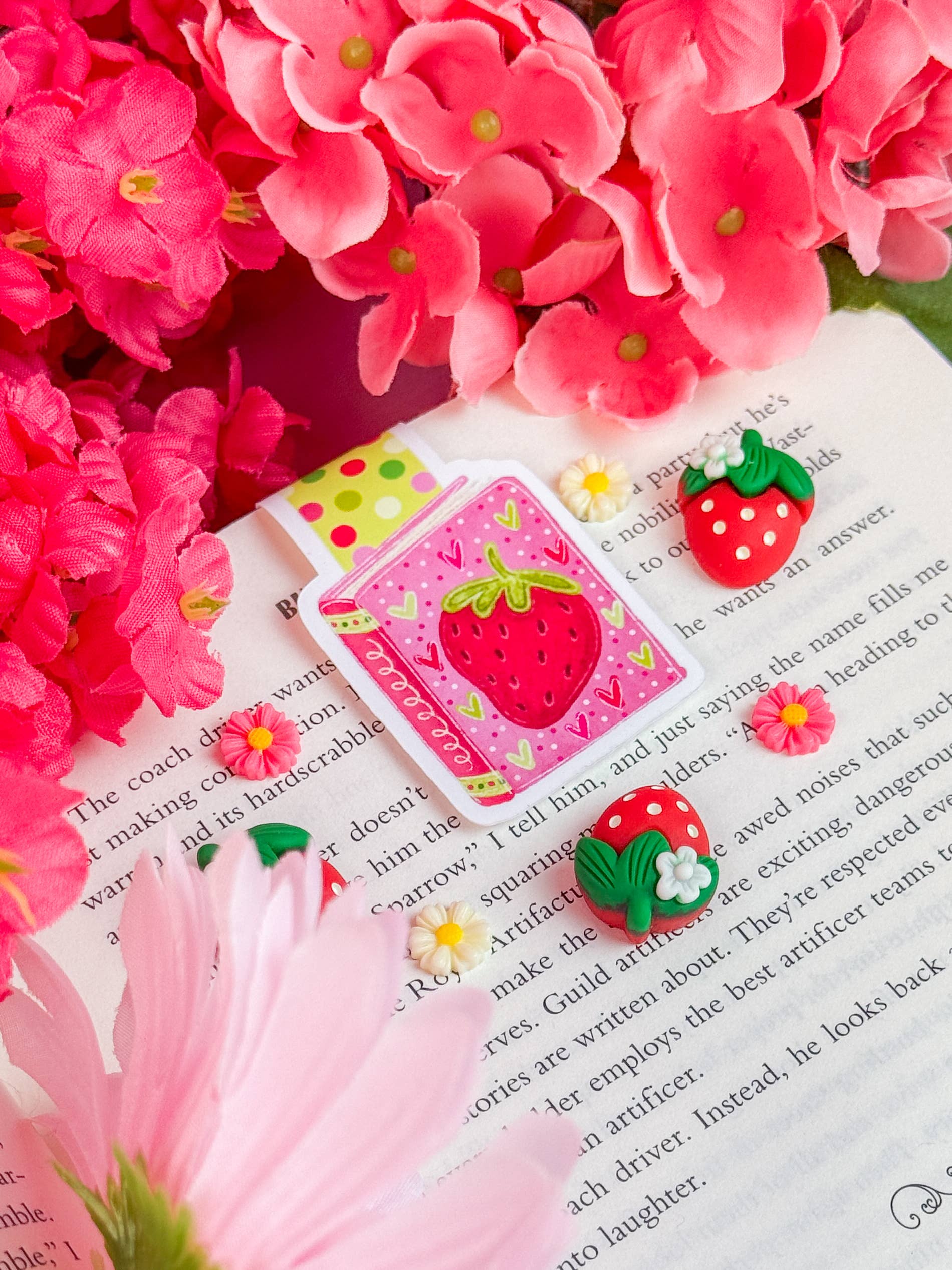 Strawberry Book Magnetic Bookmark