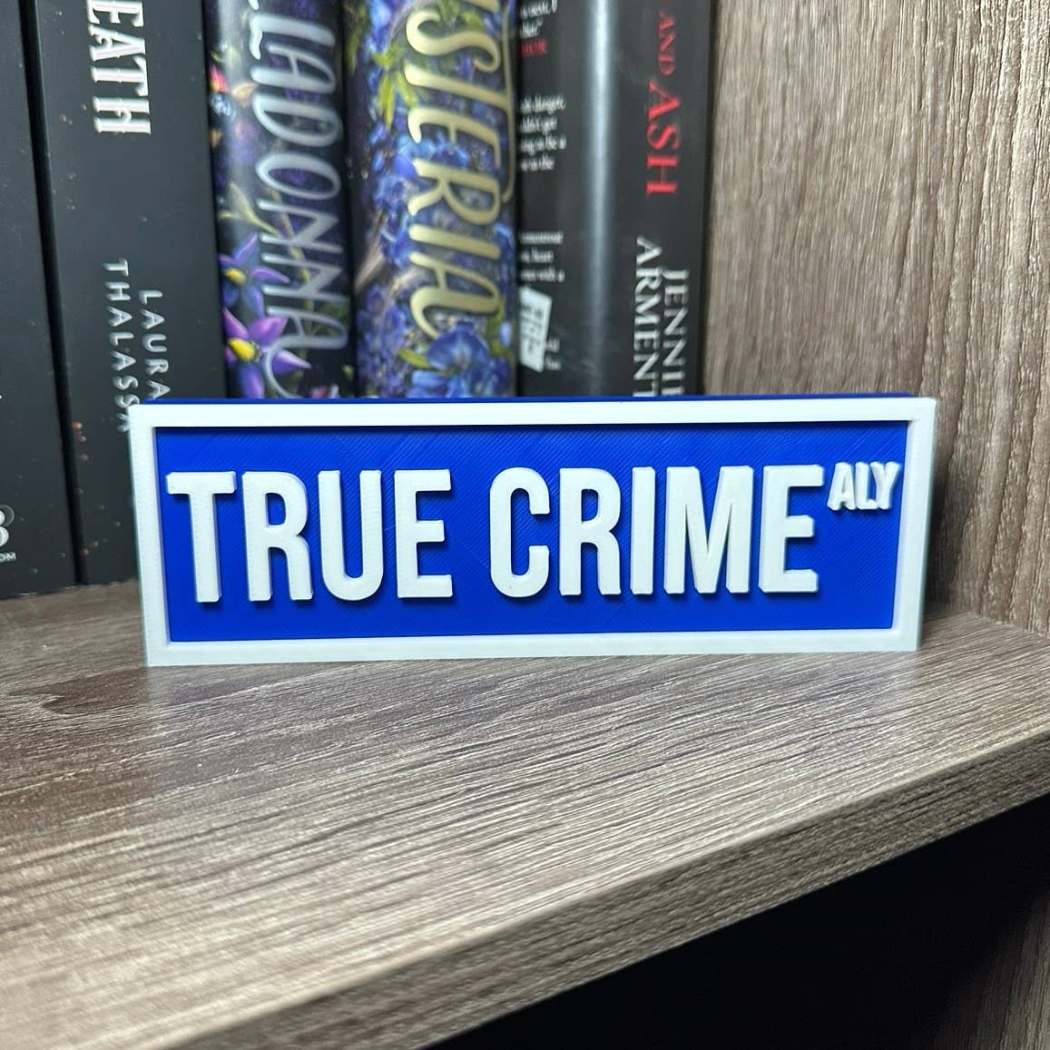 True Crime Street Sign | Bookshelf Decor: Red