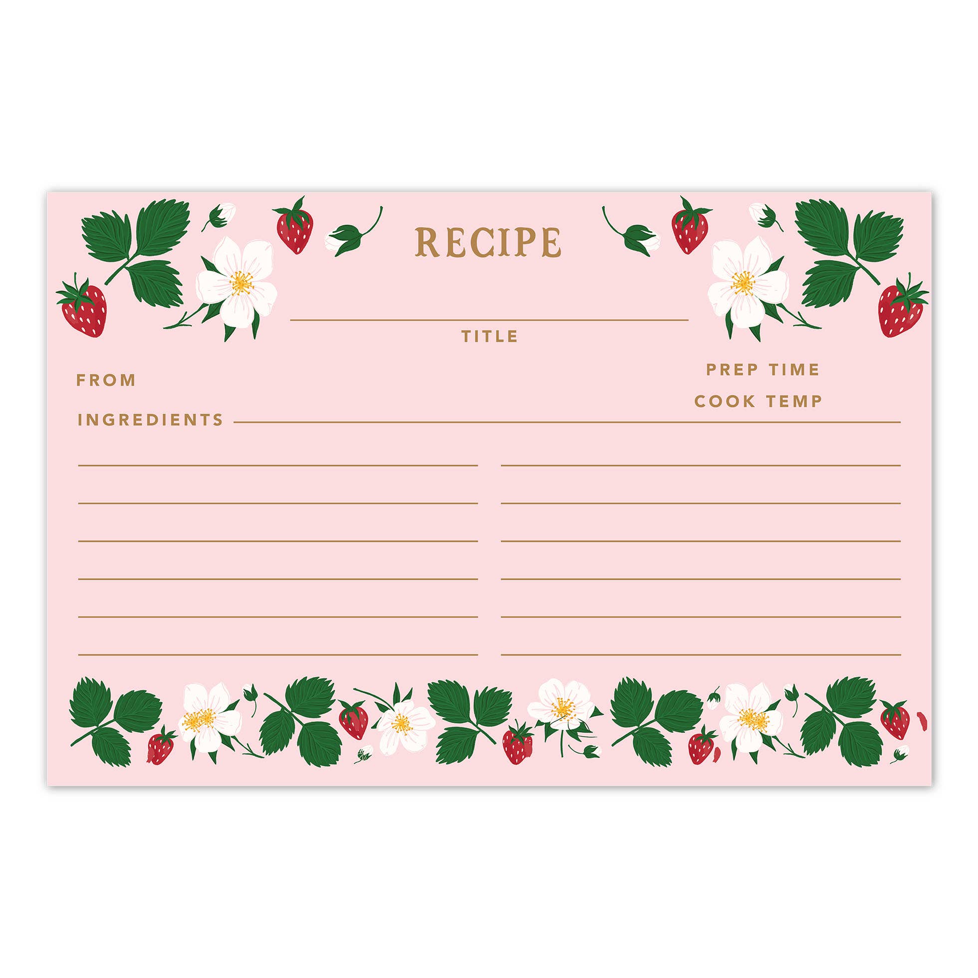 Strawberry Patch Recipe Cards - Set of 50