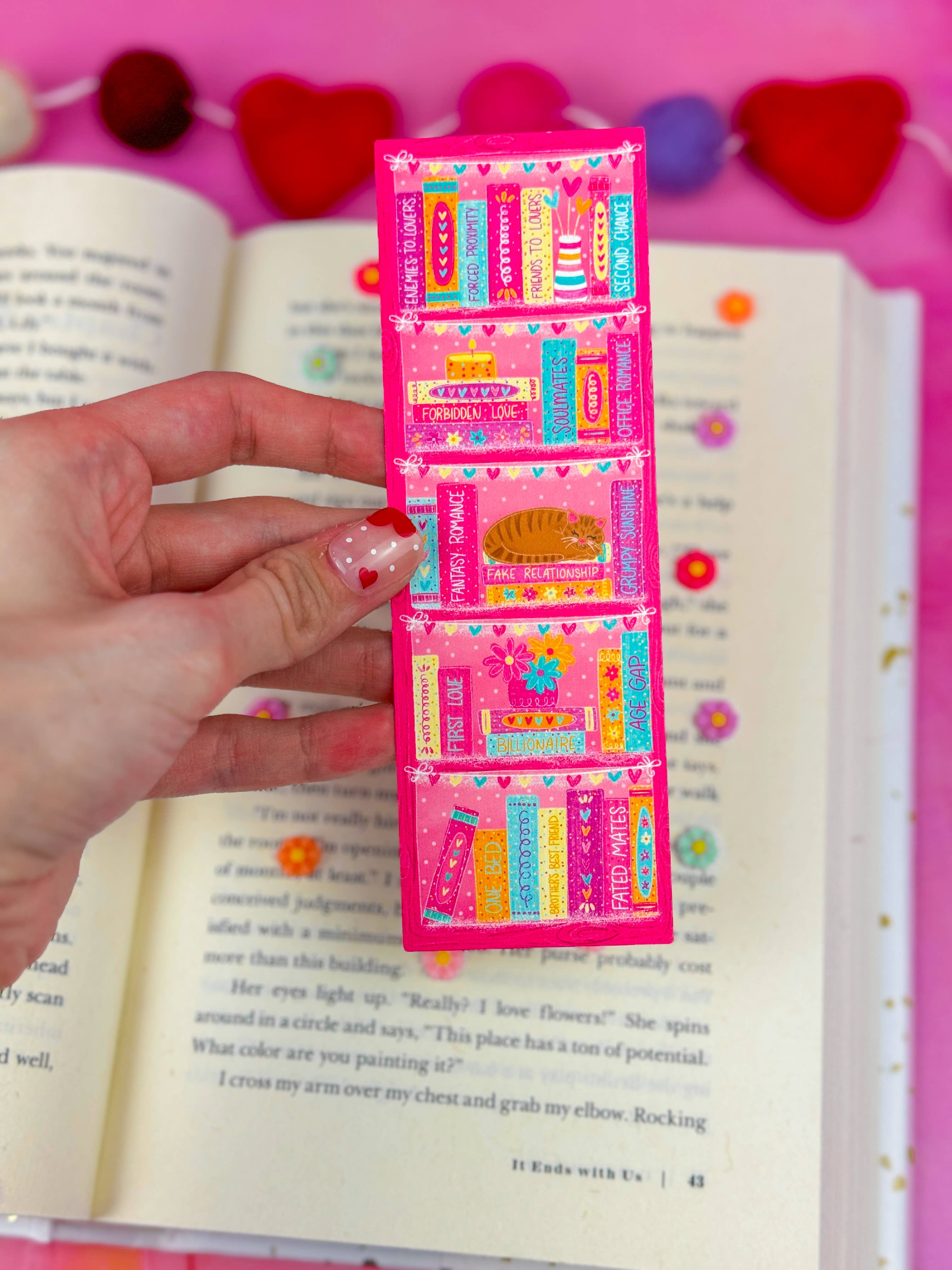 Romance Tropes Bookshelf Bookmark: Matte