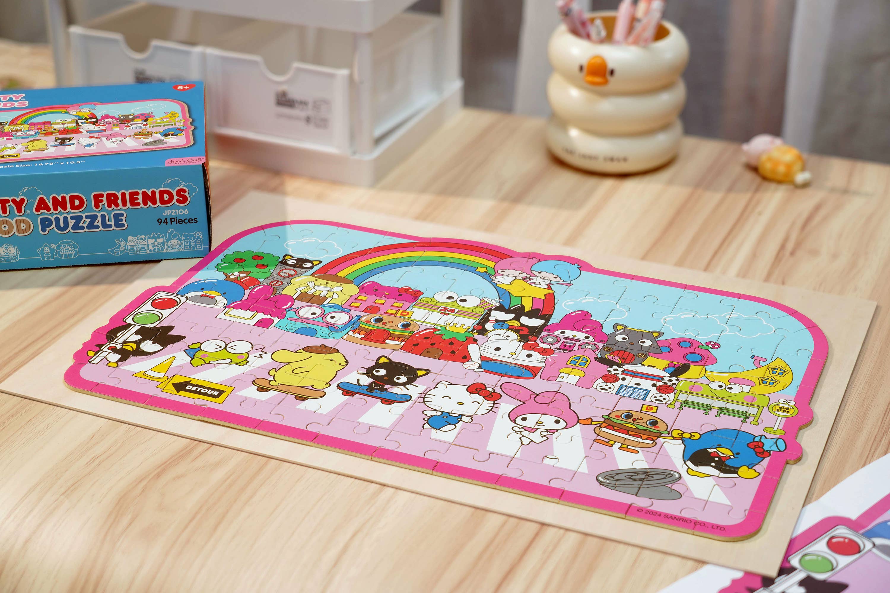 Wodden Jigsaw Puzzle: Street with Shops - 94 Pieces