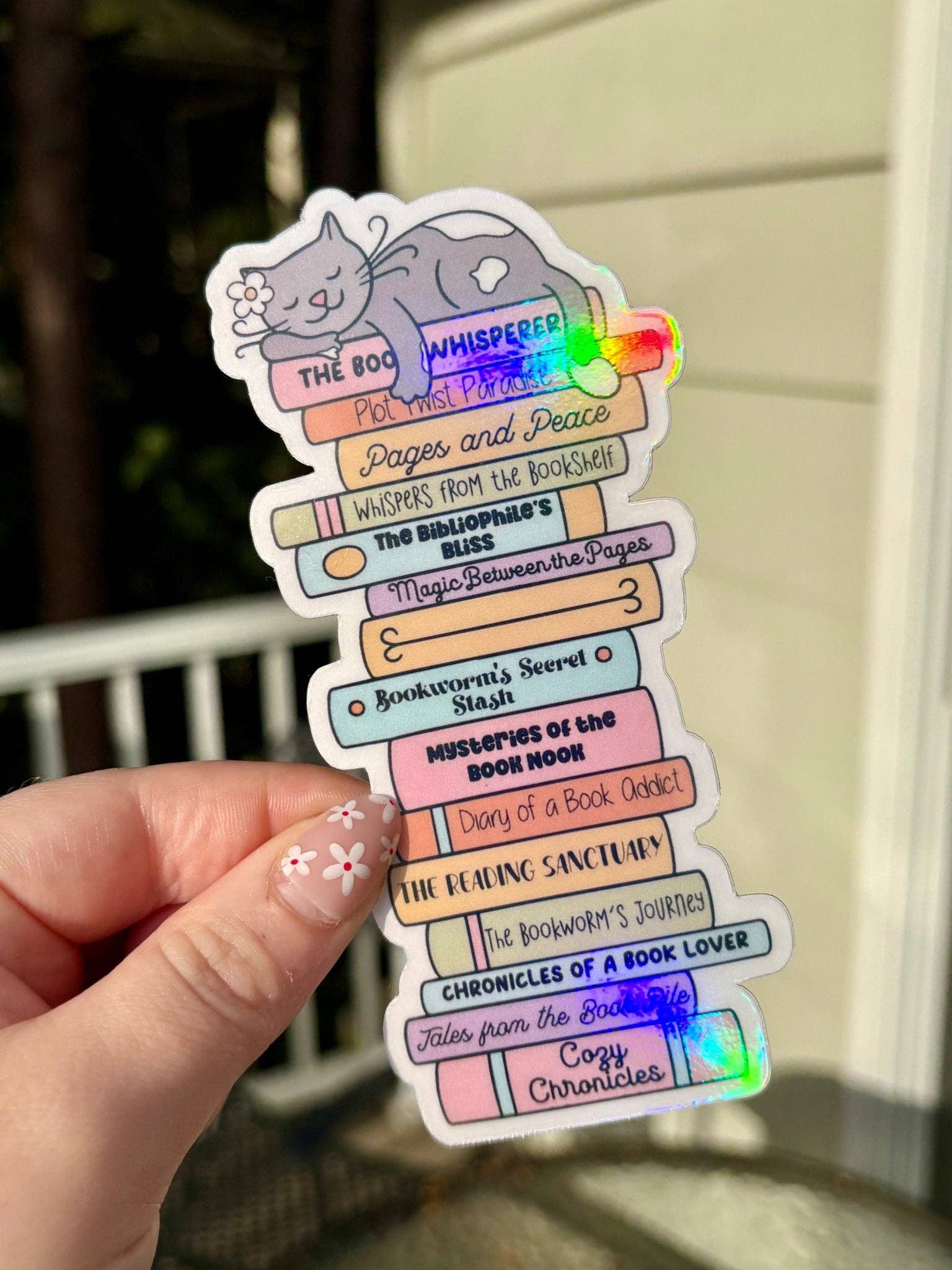 Fun Book Spines Cat Book Stack Cardstock Bookmark