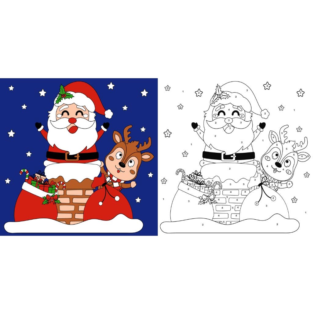 Canvas Paint Set, Santa/Chimney, 7.5x11.4x0.67in