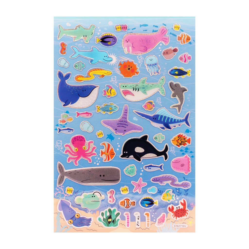 Under the Sea Puffy Stickers – 55ct Ocean Assortment