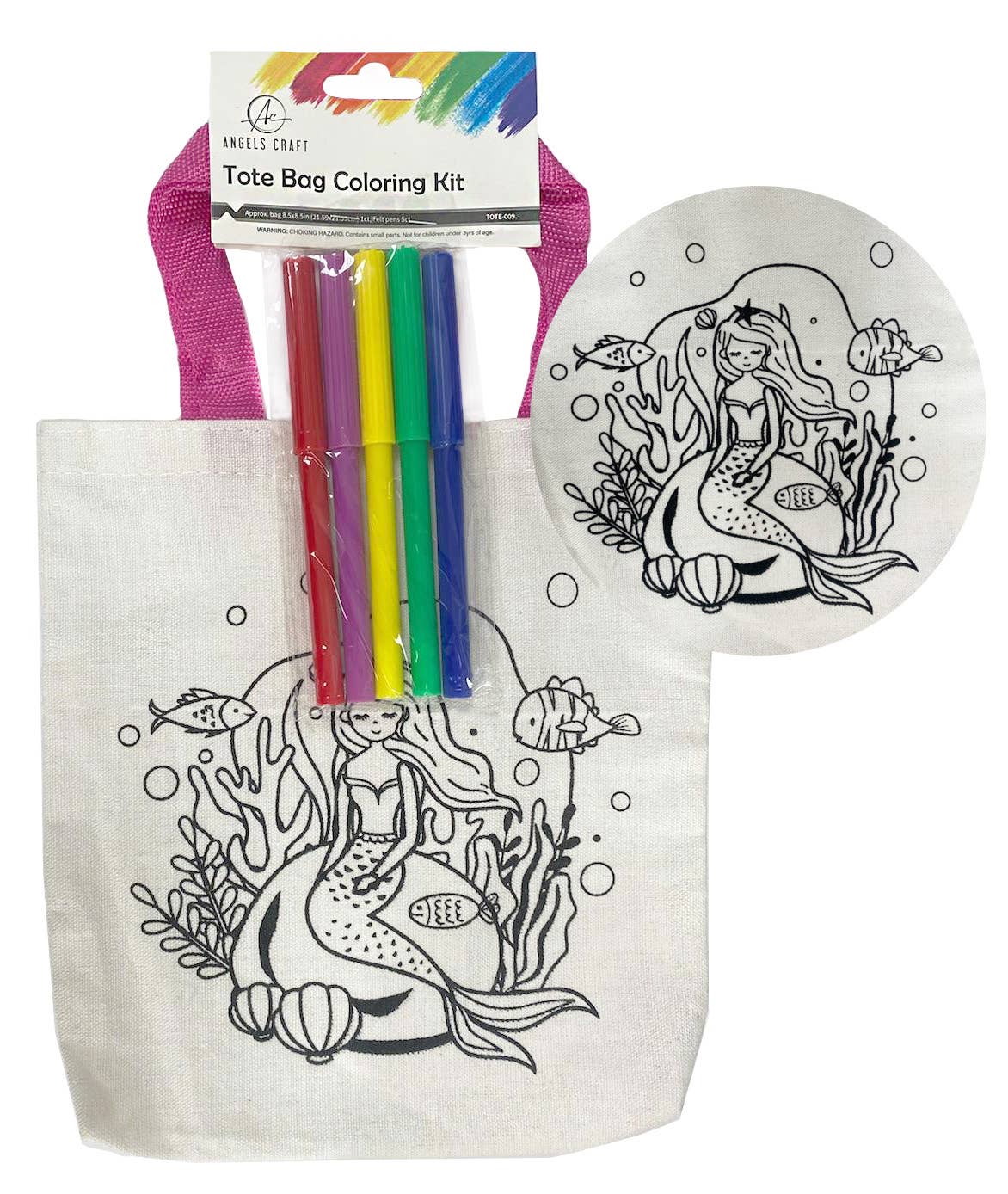 DIY Color Your Own Tote Bag Craft Kit for Kids: Dinosaur