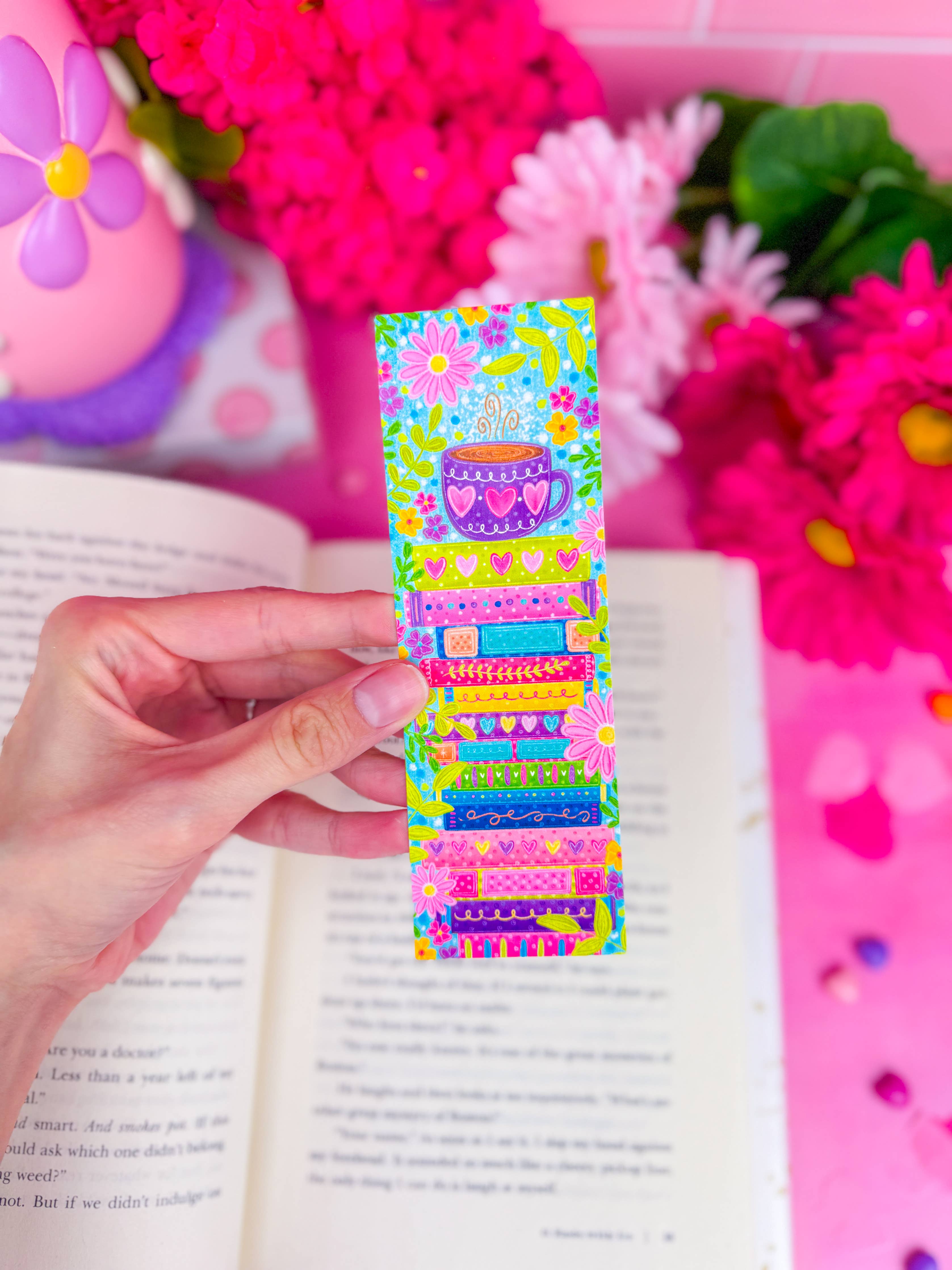 Floral Coffee Stack Bookmark: Matte