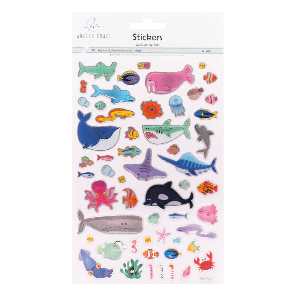 Under the Sea Puffy Stickers – 55ct Ocean Assortment