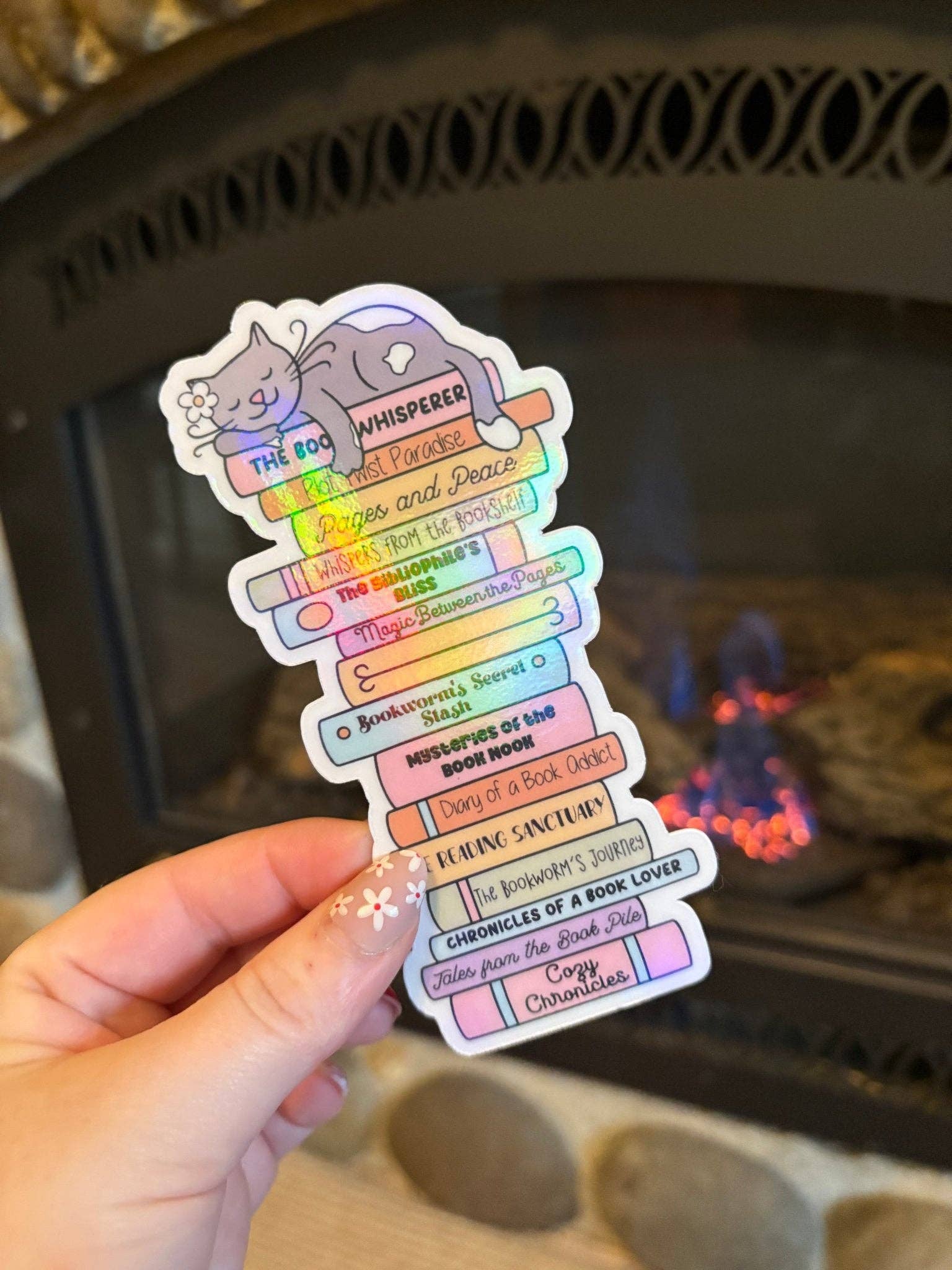 Fun Book Spines Cat Book Stack Cardstock Bookmark