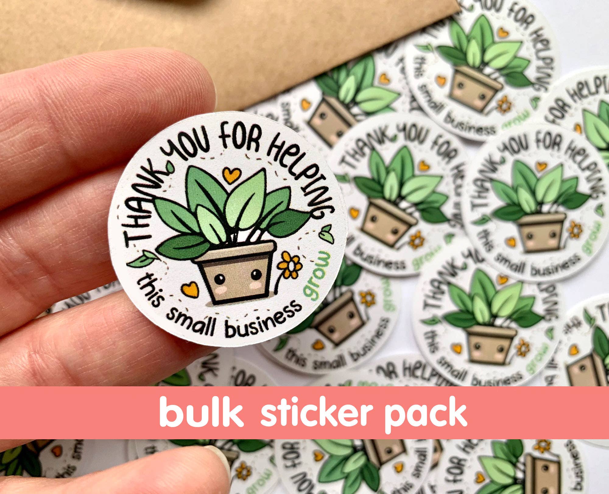 Cute Thank You Packing Stickers, 1.67" Water Resistant Round: 120 Pack (1.67")