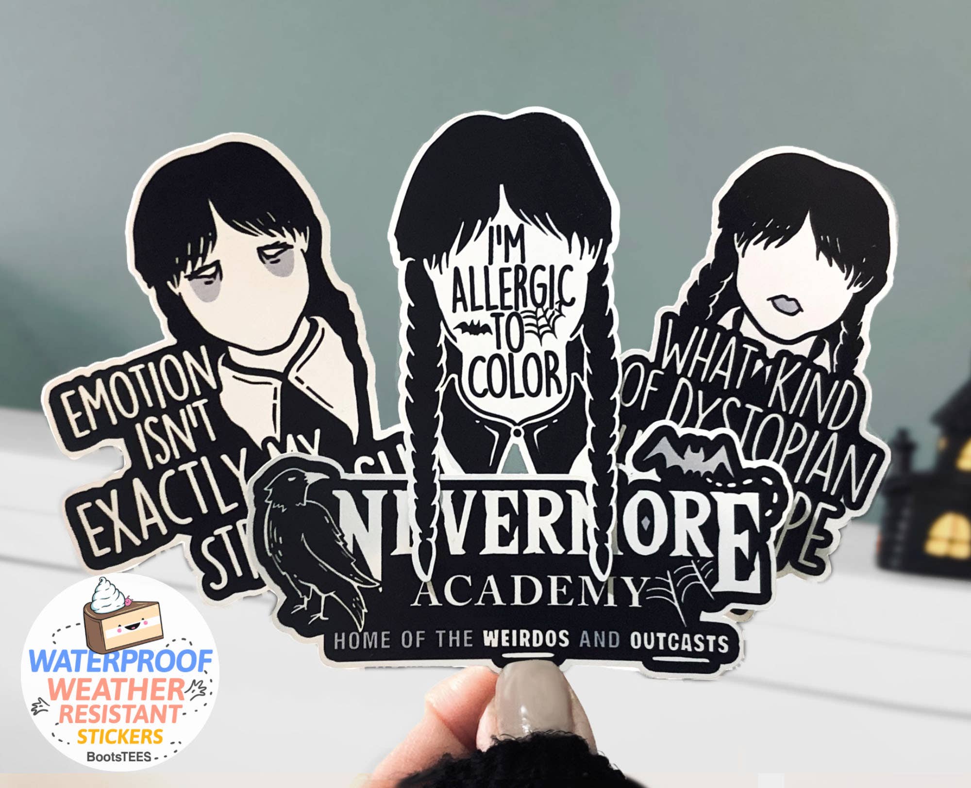 Wednesday Quote Sticker, DYSTOPIAN HELLSCAPE Decal, 3.25"