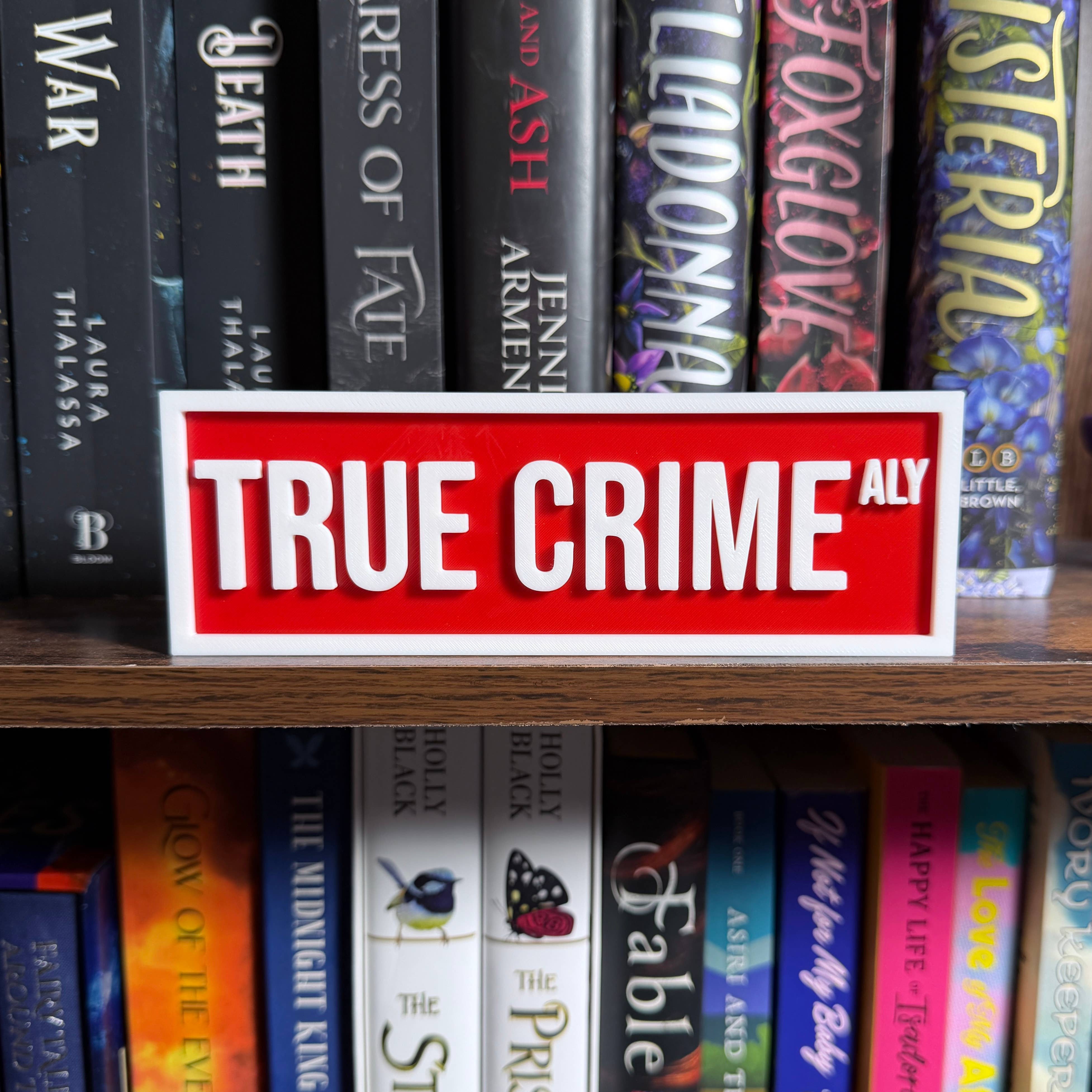 True Crime Street Sign | Bookshelf Decor: Purple