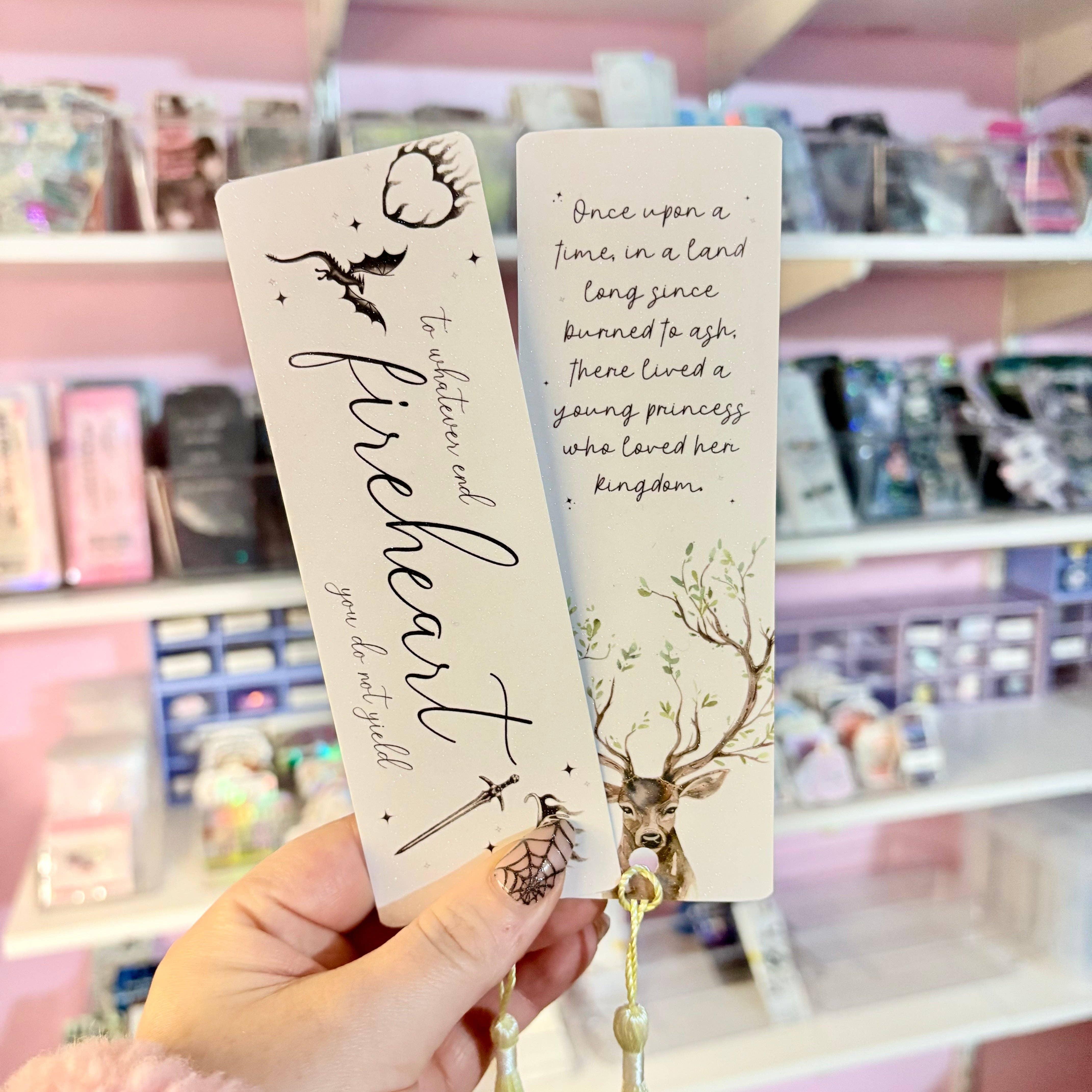 Fireheart Dual-Sided Sparkle Cardstock Bookmark (pre-tasseled on bottom)
