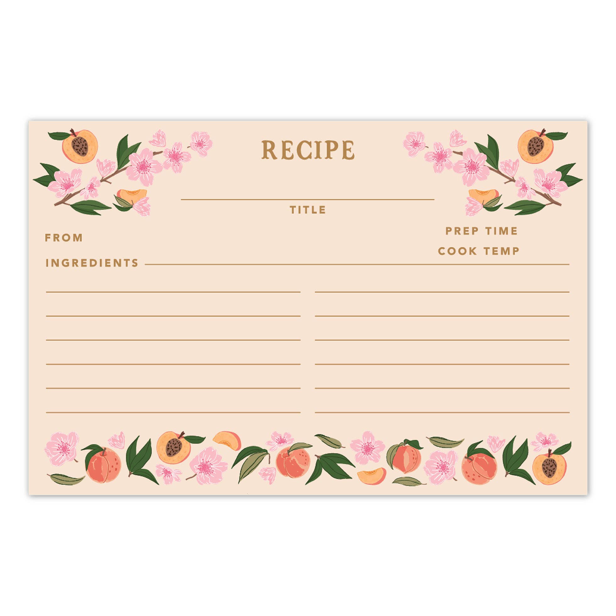 Peach Blossom Recipe Cards - Set of 50
