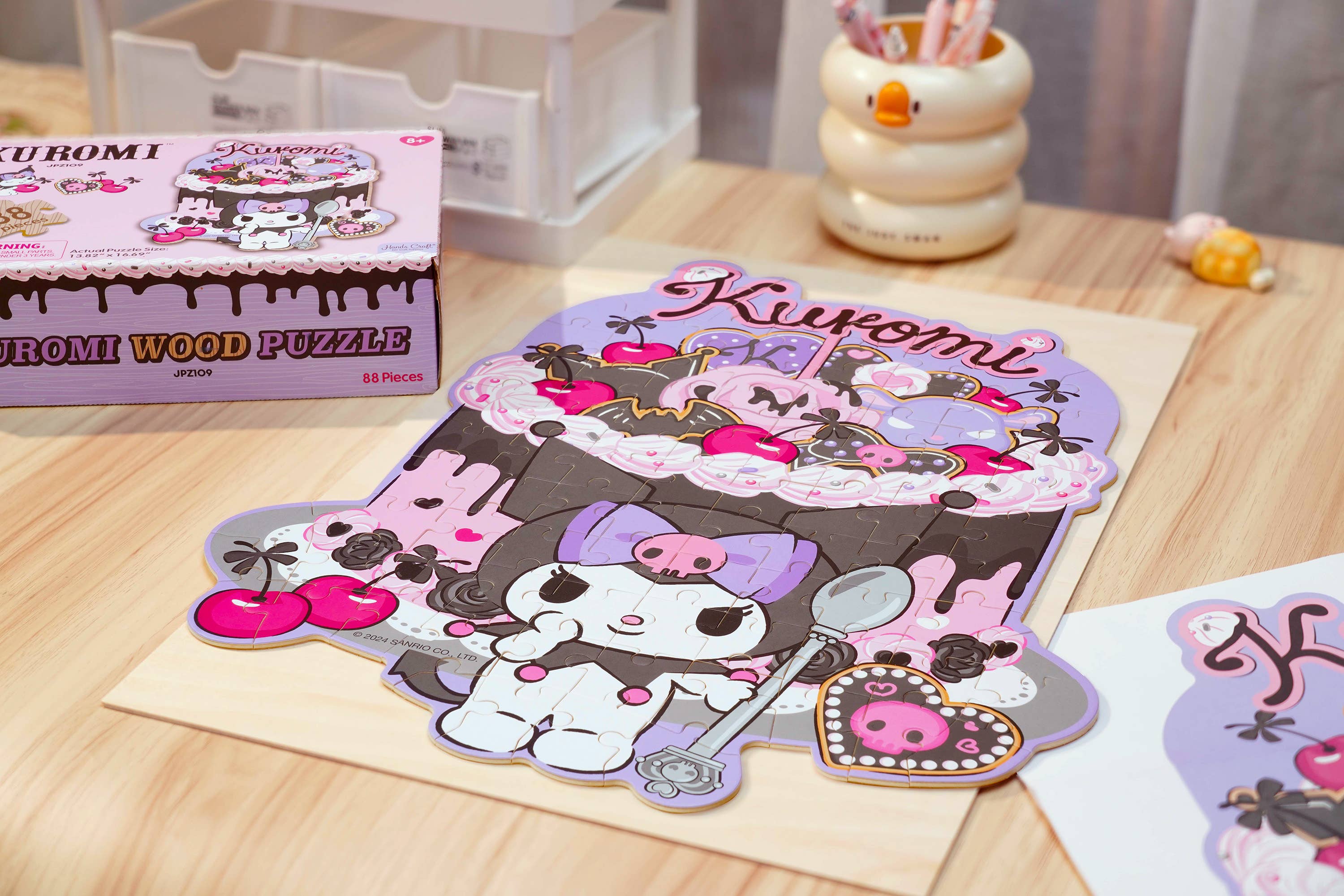 Wooden Jigsaw Puzzle: Kuromi Cherries and Cookies 88 Pieces